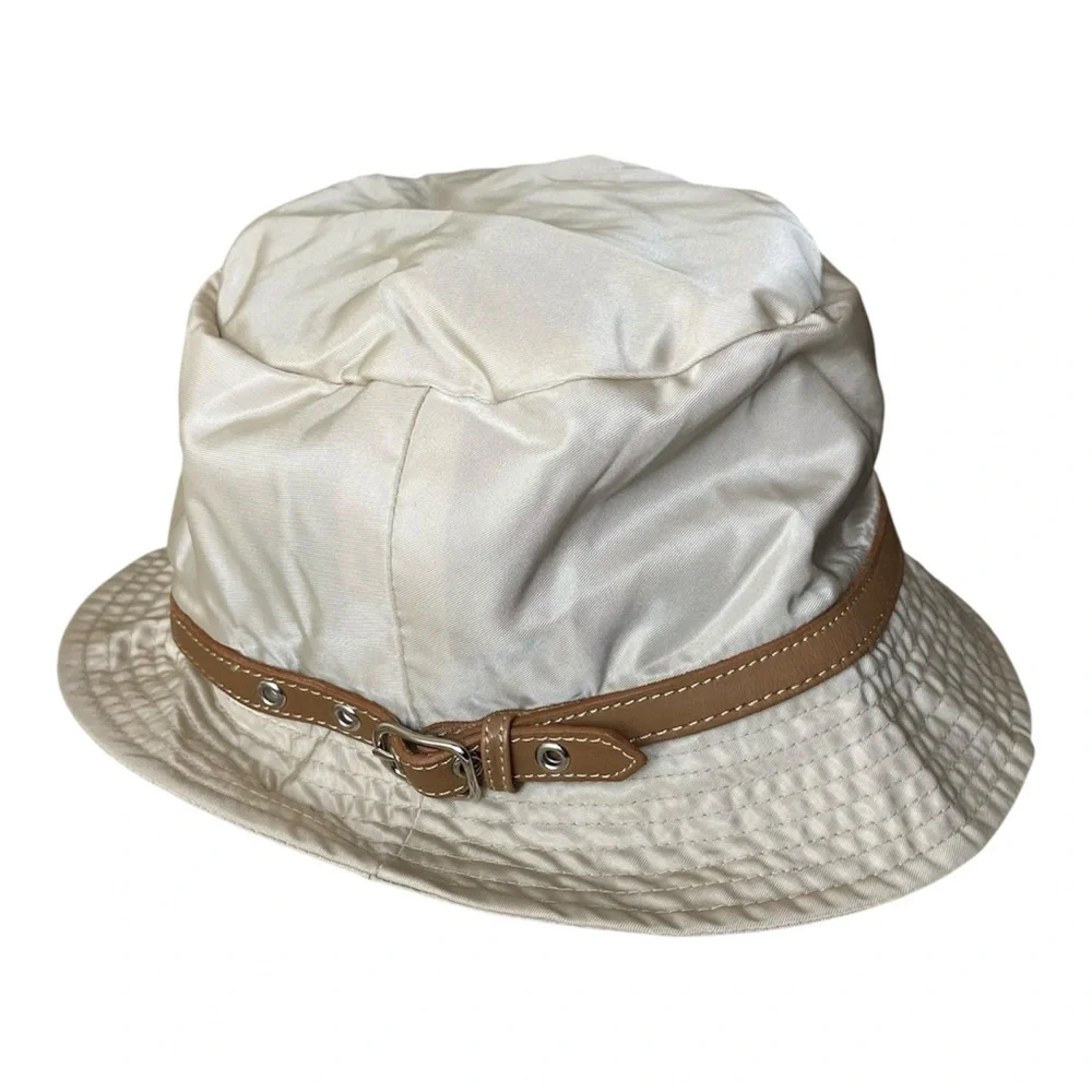 Coach Y2K Bucket Hat Womens S Tank Brown Nylon Leather Buckle Trim Signature CC